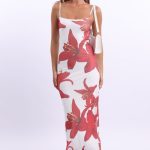 White Floral Bodycon Dress Maxi Mesh 2