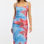 Blue Floral Bodycon Dress Singlet Mesh 2