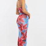 Blue Floral Bodycon Dress Singlet Mesh 4