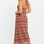 Multi Stripe Midi Dress Halter Neck 4