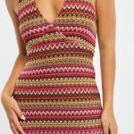 Multi Stripe Midi Dress Halter Neck 5