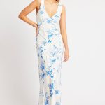Blue Abstract Midi Dress V Neck Sleeveless 3