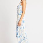 Blue Abstract Midi Dress V Neck Sleeveless 4