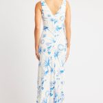 Blue Abstract Midi Dress V Neck Sleeveless 5