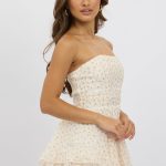 Orange Floral Strapless Dress Mini 4