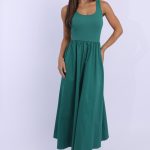 Green Midi Dress Ribbed Bodice 1