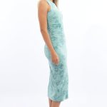 Green Bodycon Dress Round Neck Sleeveless Burnout 3