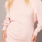 Pink Knit Dress Long Sleeve Mini 6