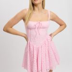 Pink Fit And Flare Dress Corset Detail Mini 3