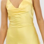 Yellow Mini Dress Cowl Neck Satin 6