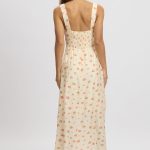 Pink Floral Midi Dress Gathered Bust 5