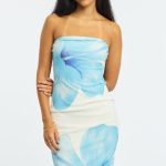 Blue Floral Strapless Maxi Dress 2