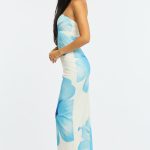 Blue Floral Strapless Maxi Dress 3
